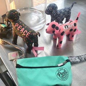 Three PINK dogs & hip purse fanny pack PEACE